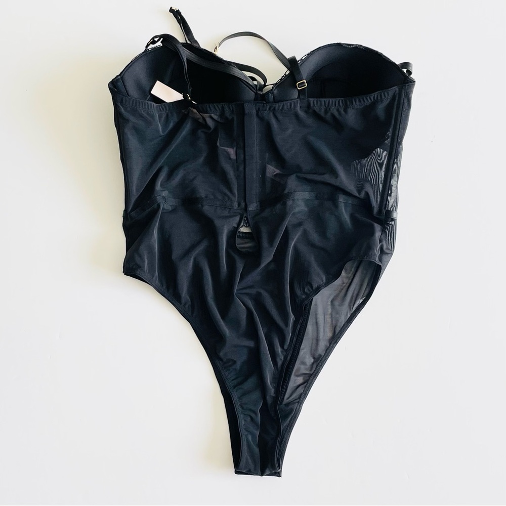 NWT Victoria’s Secret XXL logo embroidered strappy black bodysuit - Picture 4 of 6